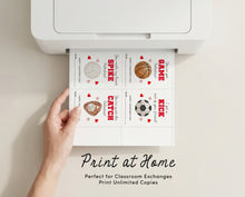 Load image into Gallery viewer, Printable Sports Valentine's Day Cards, Basketball, Football, Baseball, DIGITAL DOWNLOAD 0802