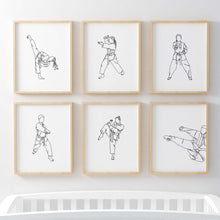 Load image into Gallery viewer, Korean line drawing Martial art taekwondo set of 6 art print 12-67