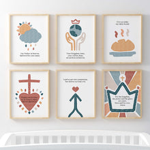 Load image into Gallery viewer, set of 6 boho Christian boho the lords prayer art prints 01-196