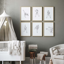 Load image into Gallery viewer, Korean line drawing Martial art taekwondo set of 6 art print 12-67