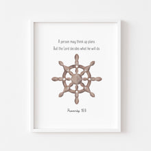 Load image into Gallery viewer, Watercolor set of 6 blue nautical Christian kids bible verse art prints 07-211