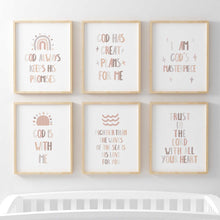 Load image into Gallery viewer, set of 6 neutral Christian kids bible verse art prints 07-183