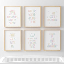 Load image into Gallery viewer, set of 6 pastel Christian kids bible verse art prints 07-182