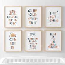 Load image into Gallery viewer, set of 6 boho Christian kids bible verse art prints 07-172