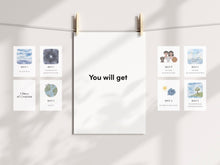 Load image into Gallery viewer, 7 Day of Creation flash card, PRINTABLE Christian Educational, 5x7, 4x6, Scripture numbers card, Sunday school Christian homeschool art