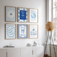 Load image into Gallery viewer, Set of 6 Blue Christian Christmas Wall Art Bundle 13-224