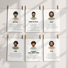 Load image into Gallery viewer, Editable 12 Disciples flashcard printables, Jesus apostles Christian educational Sunday school activity Homeschool Religious learning