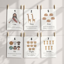 Load image into Gallery viewer, Editable Printable biblical numbers flash card, Christian Educational, 5x7, Scripture numbers card, Sunday school toddler activity