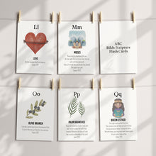 Load image into Gallery viewer, Editable printable biblical alphabet ABC flash card, Christian Home school Education, 5x7 card, Scripture ABC card, Sunday school activity