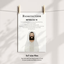 Load image into Gallery viewer, Editable Easter Bible verse flash card printable, Christian Home school, 5x7 card, Resurrection day scripture, Sunday school activity