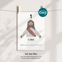 Load image into Gallery viewer, Editable Printable biblical numbers flash card, Christian Educational, 5x7, Scripture numbers card, Sunday school toddler activity