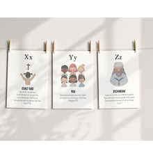 Load image into Gallery viewer, Editable printable biblical alphabet ABC flash card, Christian Home school Education, 5x7 card, Scripture ABC card, Sunday school activity