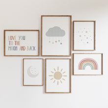 Load image into Gallery viewer, Watercolor boho pastel rainbow color gallery wall art print 07-26407