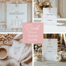 Load image into Gallery viewer, Editable Korean Pink First birthday baby girl party Doljabi template 0303