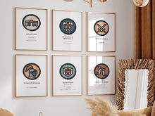 Load image into Gallery viewer, Watercolor set of 6 boho armor of God art prints 07-220