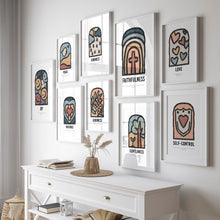 Load image into Gallery viewer, Boho set of 9 fruit of the spirit art prints 3 07-221