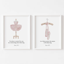 Load image into Gallery viewer, Watercolor pink ballerina bible verse set of 2 art prints 07-176