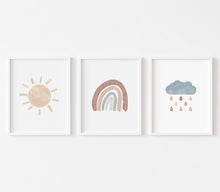 Load image into Gallery viewer, set of 6 boho earthy color educational watercolor art prints 07-105
