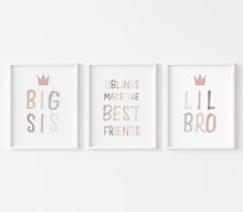 Load image into Gallery viewer, Watercolor neutral siblings best friend set of 3 art prints 07-78