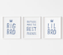 Load image into Gallery viewer, Watercolor blue brothers best friend set of 3 art prints 07-78