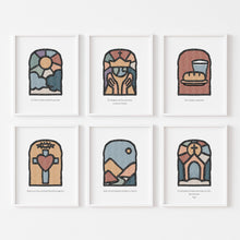 Load image into Gallery viewer, set of 6 boho Christian boho the lords prayer art prints2 07-222