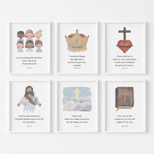 Load image into Gallery viewer, set of 6 Biblical Christian kids art prints 07-175