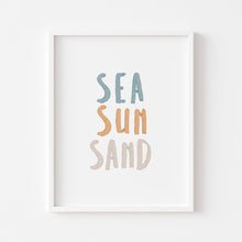 Load image into Gallery viewer, Watercolor boho coastal sea sun wand set of 4 art print 07-102