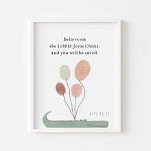Load image into Gallery viewer, set of 6 boho cute animal with balloons bible verse art prints 07-171