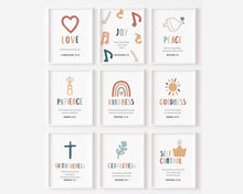 Load image into Gallery viewer, Boho set of 9 fruit of the spirit art prints 07-195