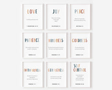 Load image into Gallery viewer, set of 9 boho the fruit of the spirit art prints 07-144