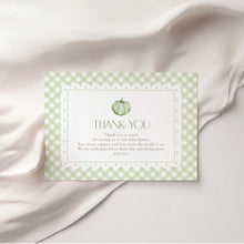 Load image into Gallery viewer, 2019 Green Pumpkin Baby Shower Invitation Set, Editable Template with Diaper Raffle, Books for Baby, Thank You Card, Fall Baby Shower Bundle