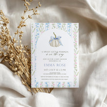 Load image into Gallery viewer, 2019 blue floral Grandmillennial pattern pumpkin mini set