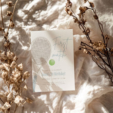 Load image into Gallery viewer, 0312 blue first match tennis birthday invitation template