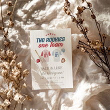 Load image into Gallery viewer, 0314 twins brothers baseball birthday invitation template