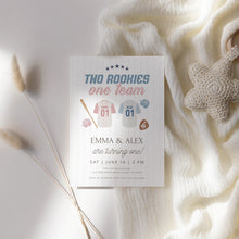 Load image into Gallery viewer, 0314 twins siblings baseball birthday invitation template