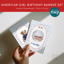 Load image into Gallery viewer, All American Girl 1st Birthday Party Banner Set, 4th of July Patriotic Summer Decor 0341