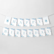 Load image into Gallery viewer, 0319 Winter Onederland Editable Banner Template - Blue Snowflake 1st Year Photo Milestone Decor