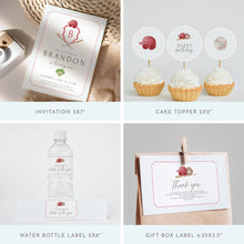 Load image into Gallery viewer, Baseball 1st Birthday Invitation Bundle, Rookie of the Year Preppy Template 0314
