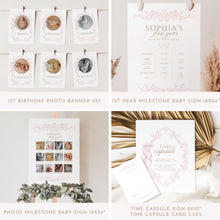 Load image into Gallery viewer, Pink Toile Birthday Invitation Bundle, Coquette Bow Spring 1st Birthday, Editable Template 0328