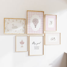 Load image into Gallery viewer, Pink Nursery Gingham Preppy Art Print For Girls (choose you print) 07-265