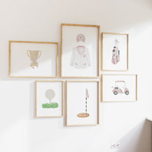 Load image into Gallery viewer, Pink golf watercolor hand drawn gallery wall art prints 07-27103