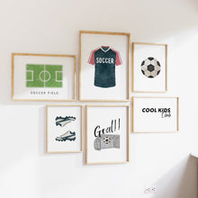 Load image into Gallery viewer, Watercolor Soccer gallery wall art set of 6 prints 07-27306