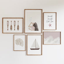 Load image into Gallery viewer, watercolor pink girls coastal gallery wall art prints 07-284