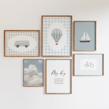 Load image into Gallery viewer, Blue Nursery Gingham Preppy Art Print (choose you print) 07-265