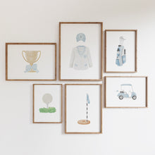 Load image into Gallery viewer, Blue golf watercolor hand drawn gallery wall art prints 07-27102