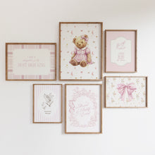 Load image into Gallery viewer, Pink Vintage Christian Teddy Bear Prints, Bible Verse Gallery Art 07-352