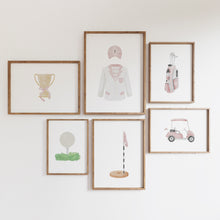 Load image into Gallery viewer, Pink golf watercolor hand drawn gallery wall art prints 07-27103