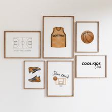 Load image into Gallery viewer, Watercolor basketball gallery wall art set of 6 prints 07-27304