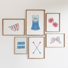 Load image into Gallery viewer, Watercolor red blue Cheerleading gallery wall art print 07-32505