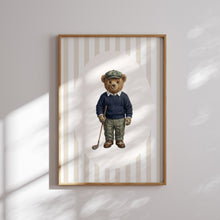 Load image into Gallery viewer, Sage Green Vintage Teddy Bear Golf Gallery Wall Art Prints 07-353